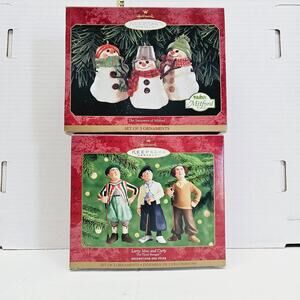 Hallmark Keepsake Ornaments The Snowmen of Mitford & The Three Stooges in Boxes